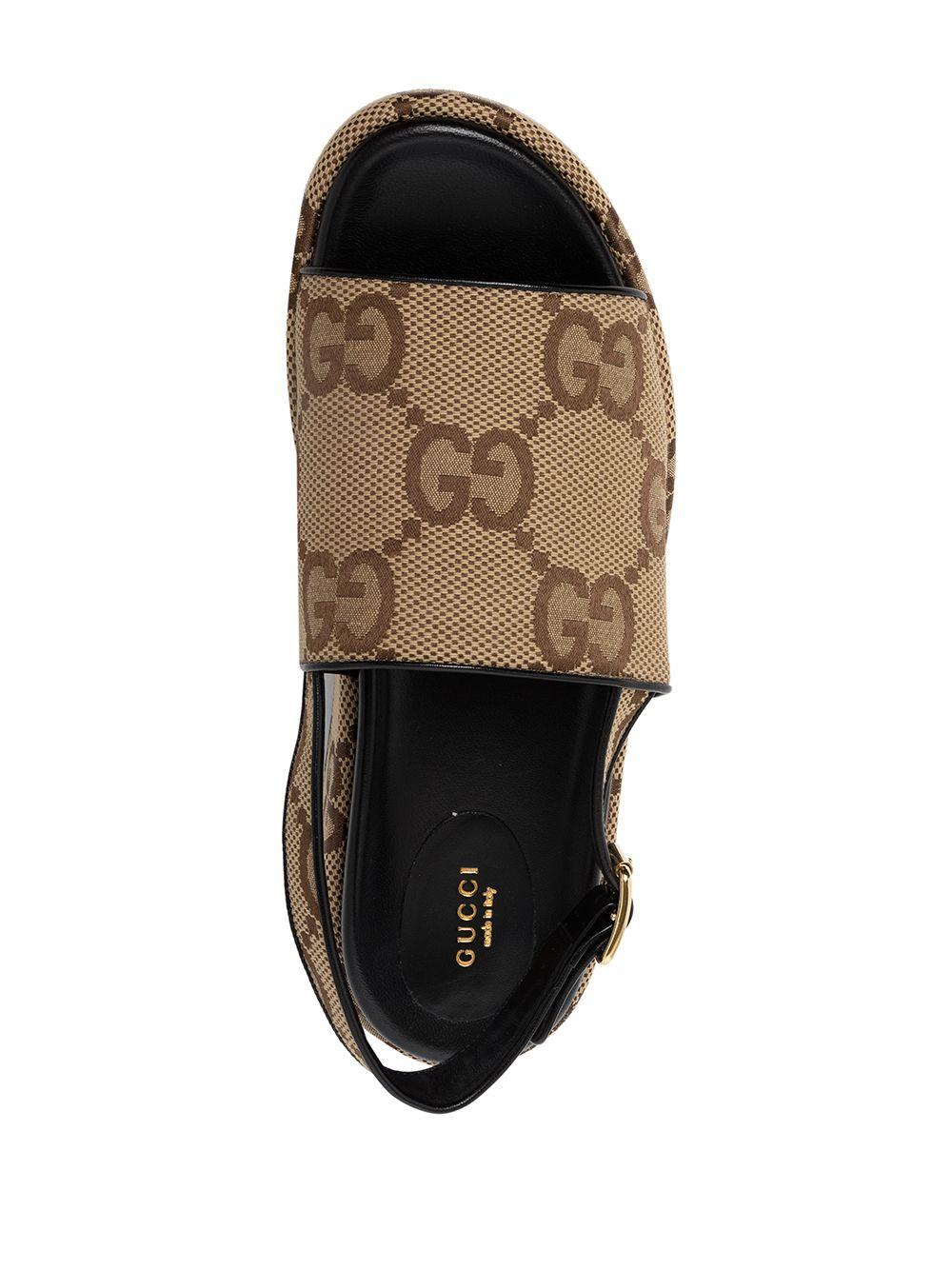 Gucci Cotton GG Supreme Platform Sandals in Brown | Lyst