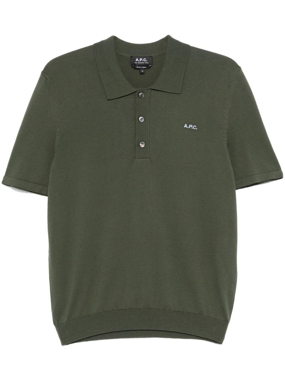 A.P.C. メンズ グリーン ポロシャツ Tシャツ