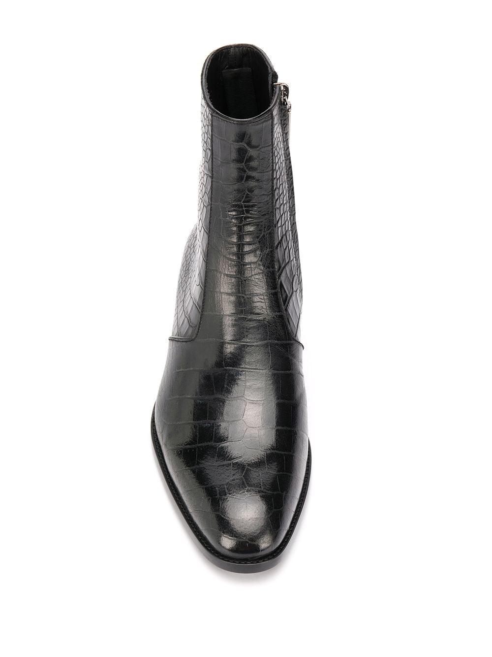 Saint Laurent Wyatt Crocodile-embossed Boots in Black for Men | Lyst