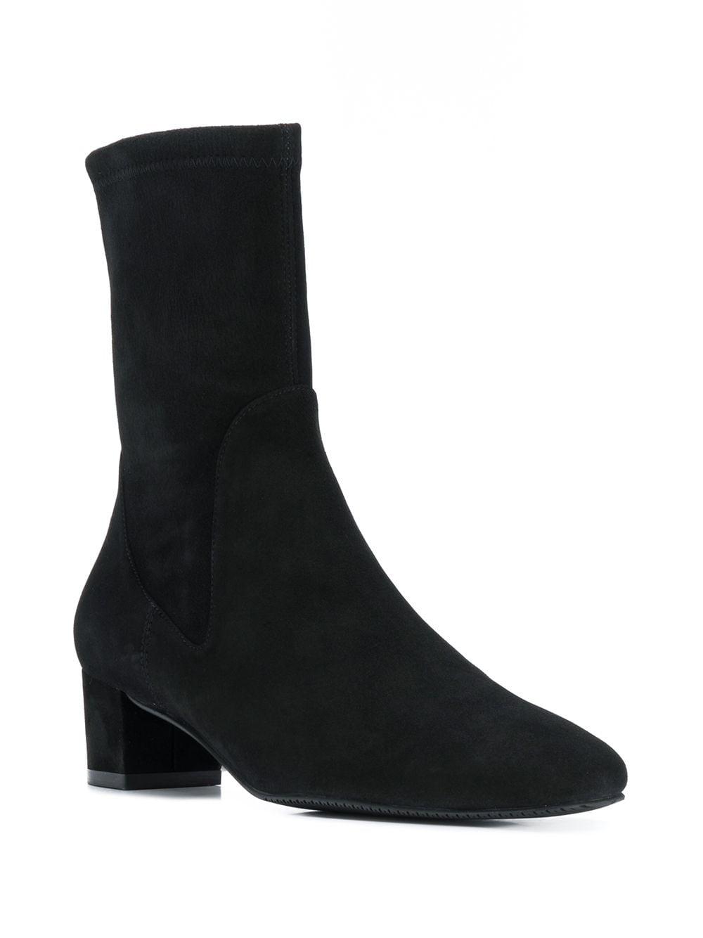 Stuart Weitzman Leather Ernestine Low Heel Boots in Black - Lyst