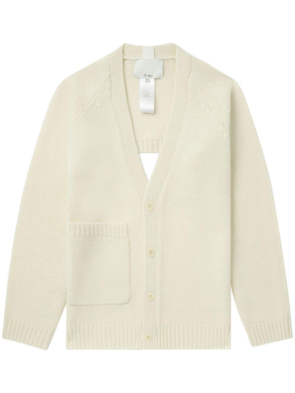 Tibi Wool Cardigan in White Lyst UK