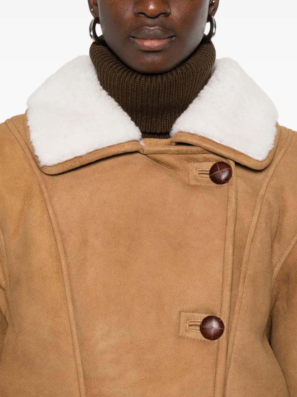 IRO Single-Breasted Shearling Jacket in Brown Lyst UK