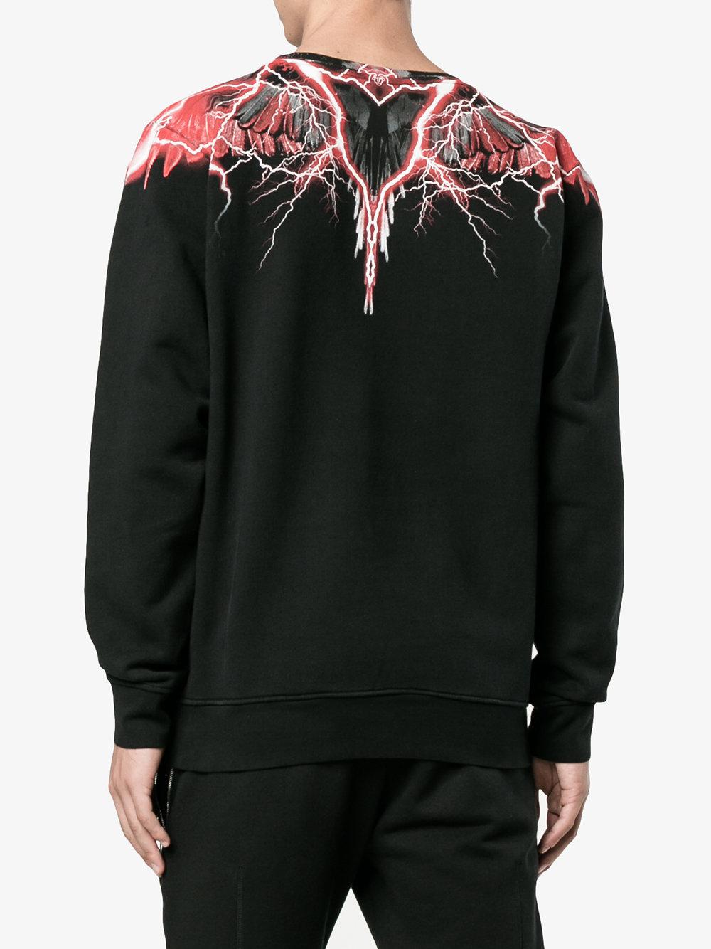 Marcelo Burlon Cotton Red Lightning Print Sweatshirt in Black for Men | Lyst