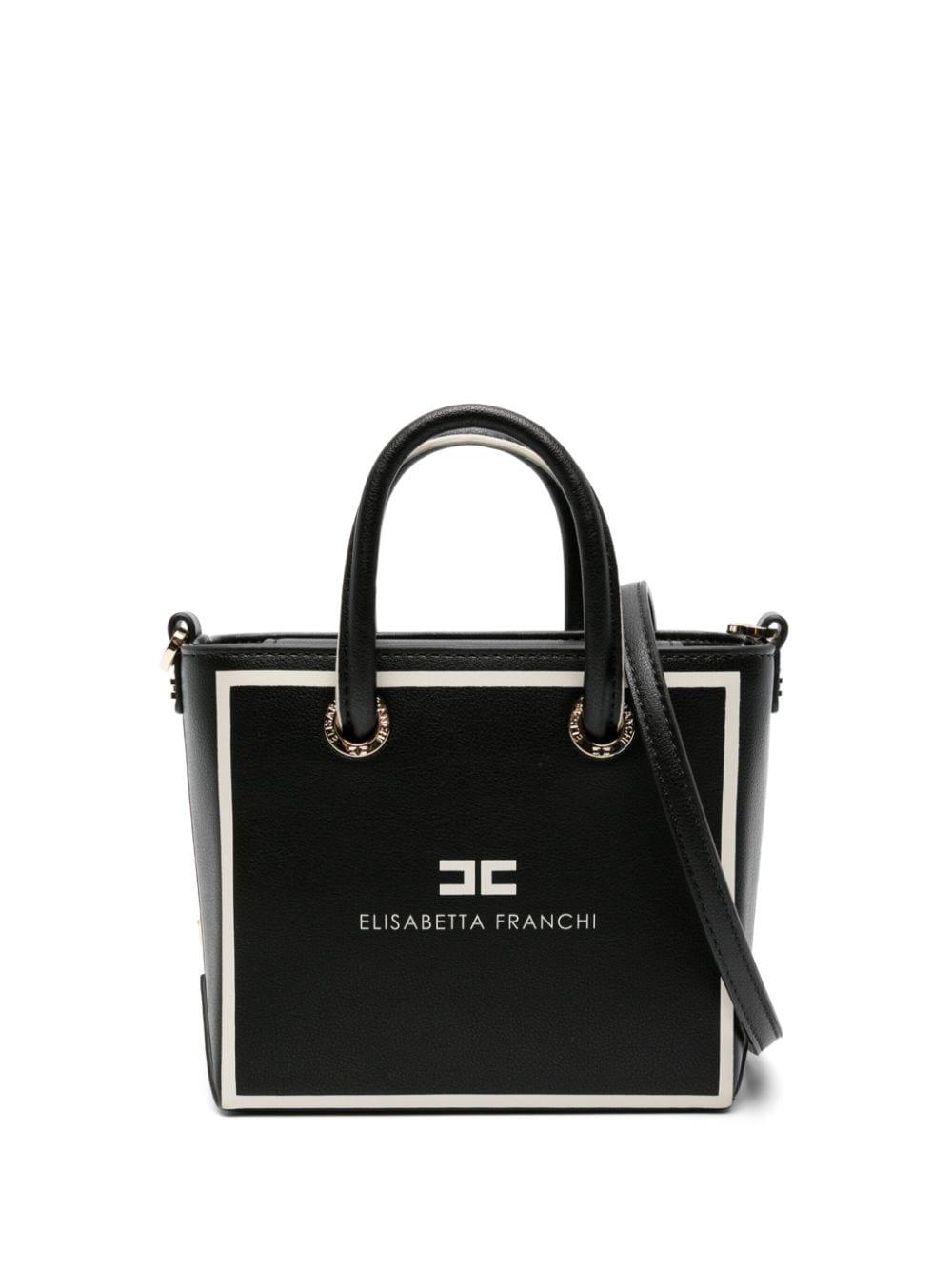 Elisabetta Franchi 24 7 Mini Shopper Met Logoprint in het Zwart Lyst NL