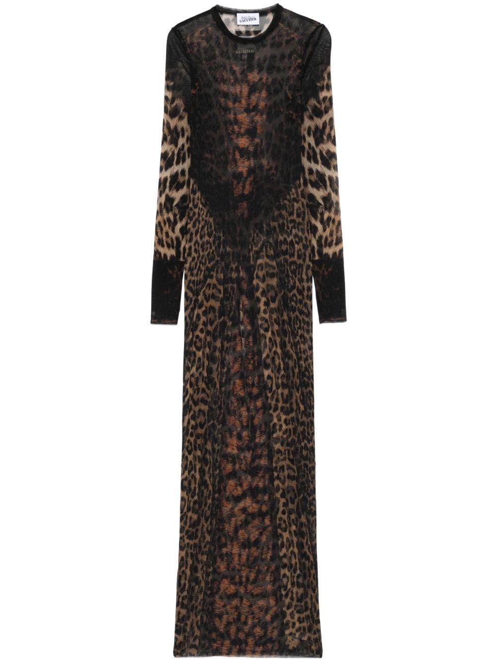 Jean Paul Gaultier Leopard Print Long Dress in Black | Lyst Jean Paul Gaultier Leopard Print Long Dress in Black | Lyst