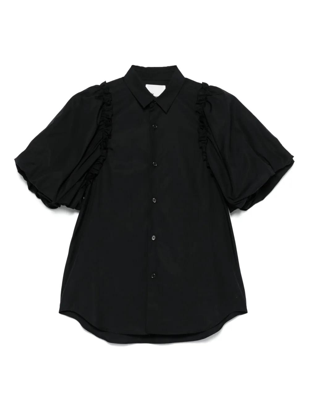 Puff-sleeve cotton poplin maxi dress in black - Noir Kei