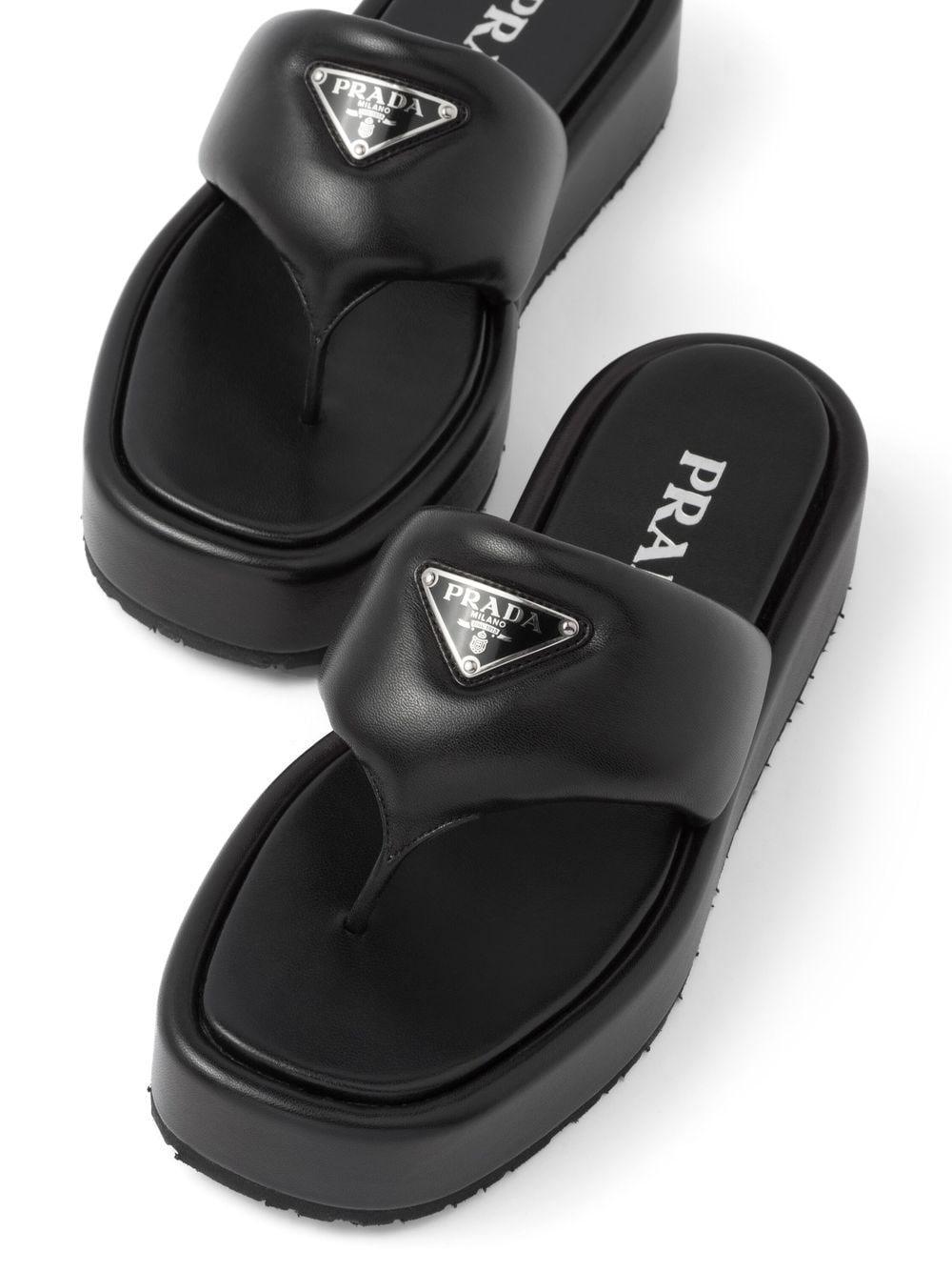 Prada Soft Padded Nappa Leather Sandals in Black | Lyst
