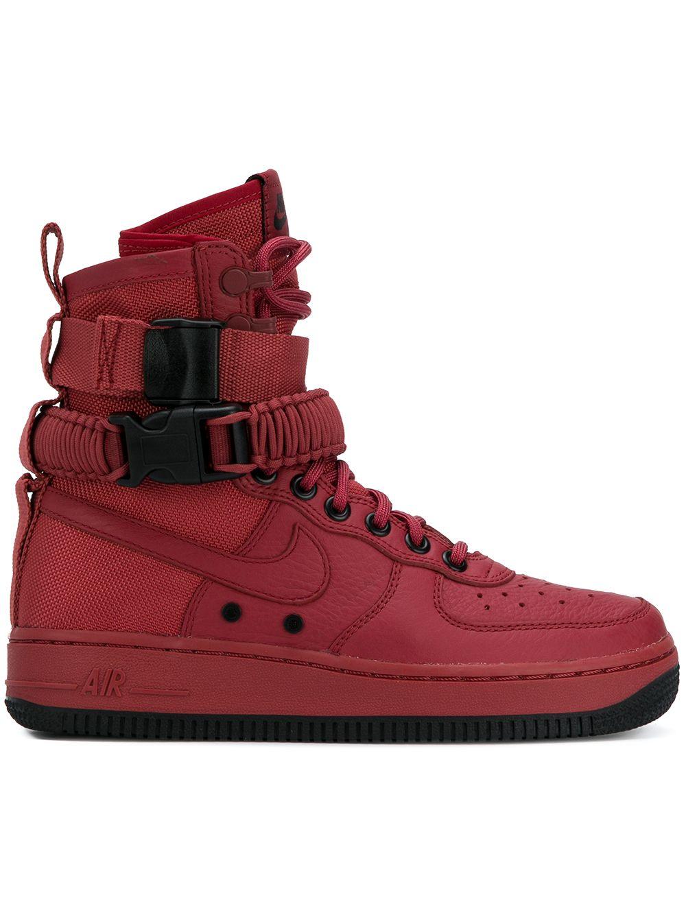 Nike Leather Sf Air Force 1 High Top Sneaker in Red - Lyst