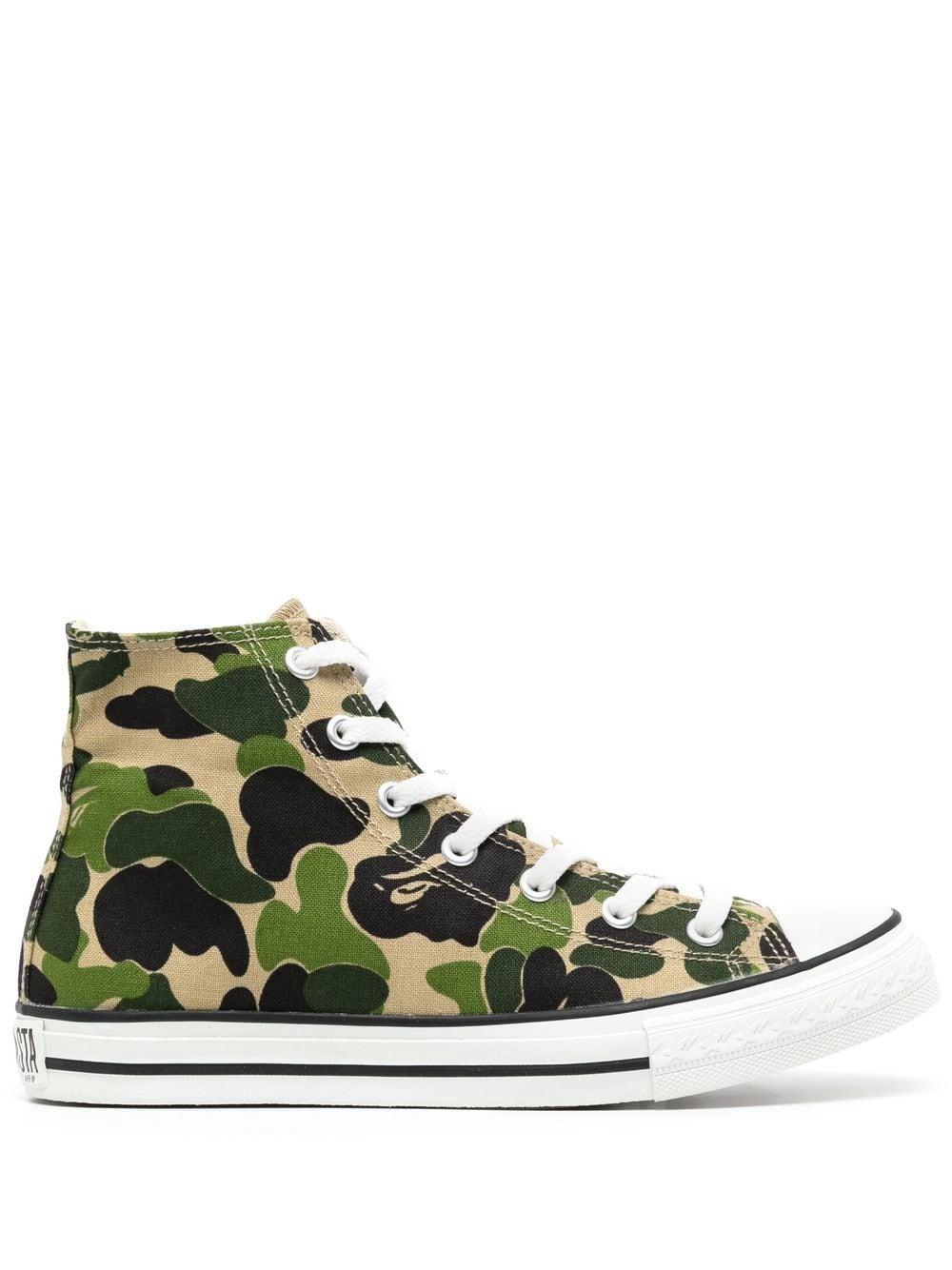 A Bathing Ape Camouflage-print High-top Sneakers in Green for Men | Lyst