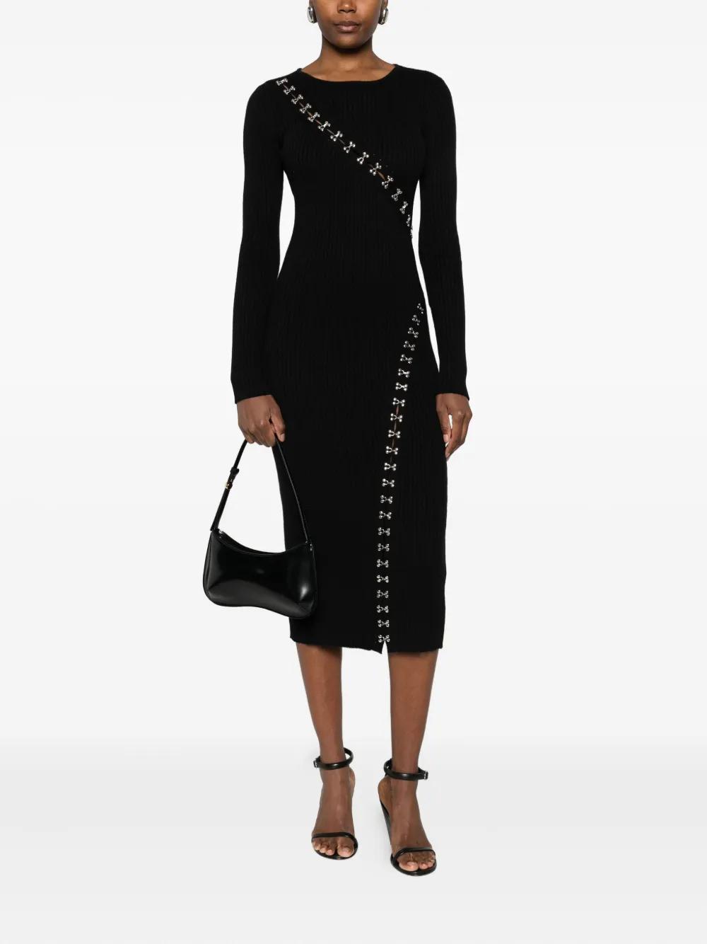 Patrizia Pepe Knitted Midi Dress in Black | Lyst