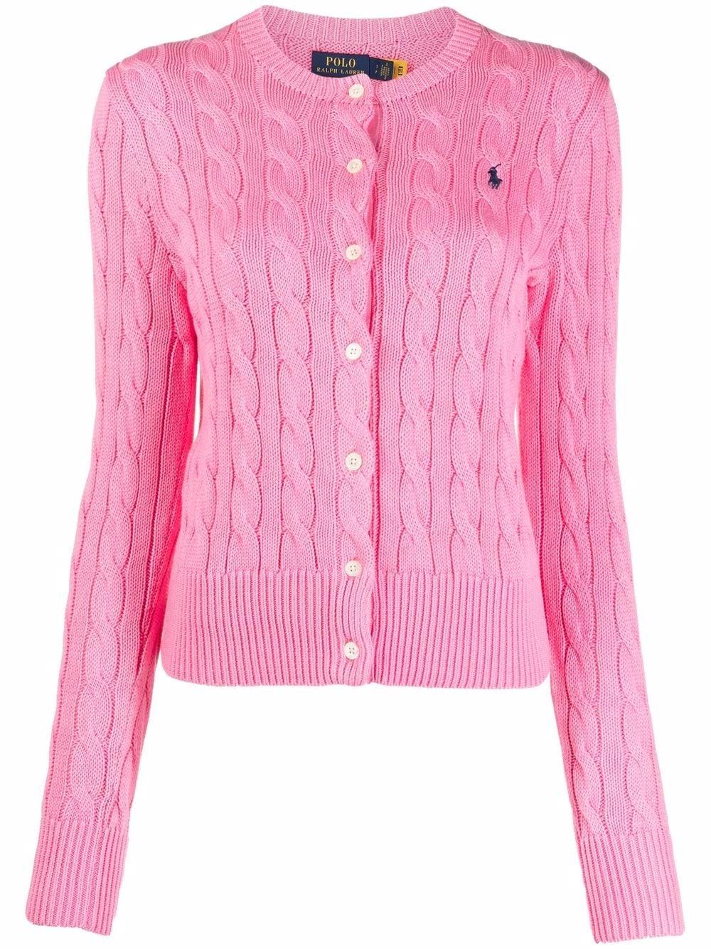 Polo Ralph Lauren Cable-knit Button-up Cardigan in Pink | Lyst Australia