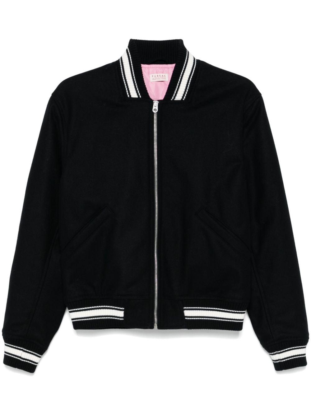 Black bomber jacket white stripes online