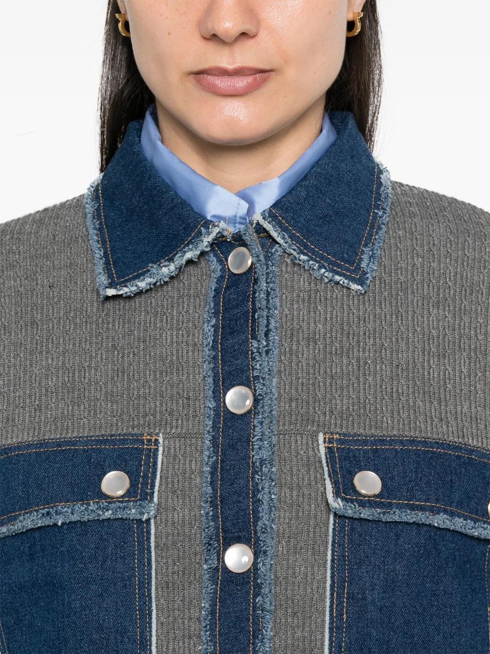 Sandro Cable-Knit Denim Jacket in Blue Lyst UK