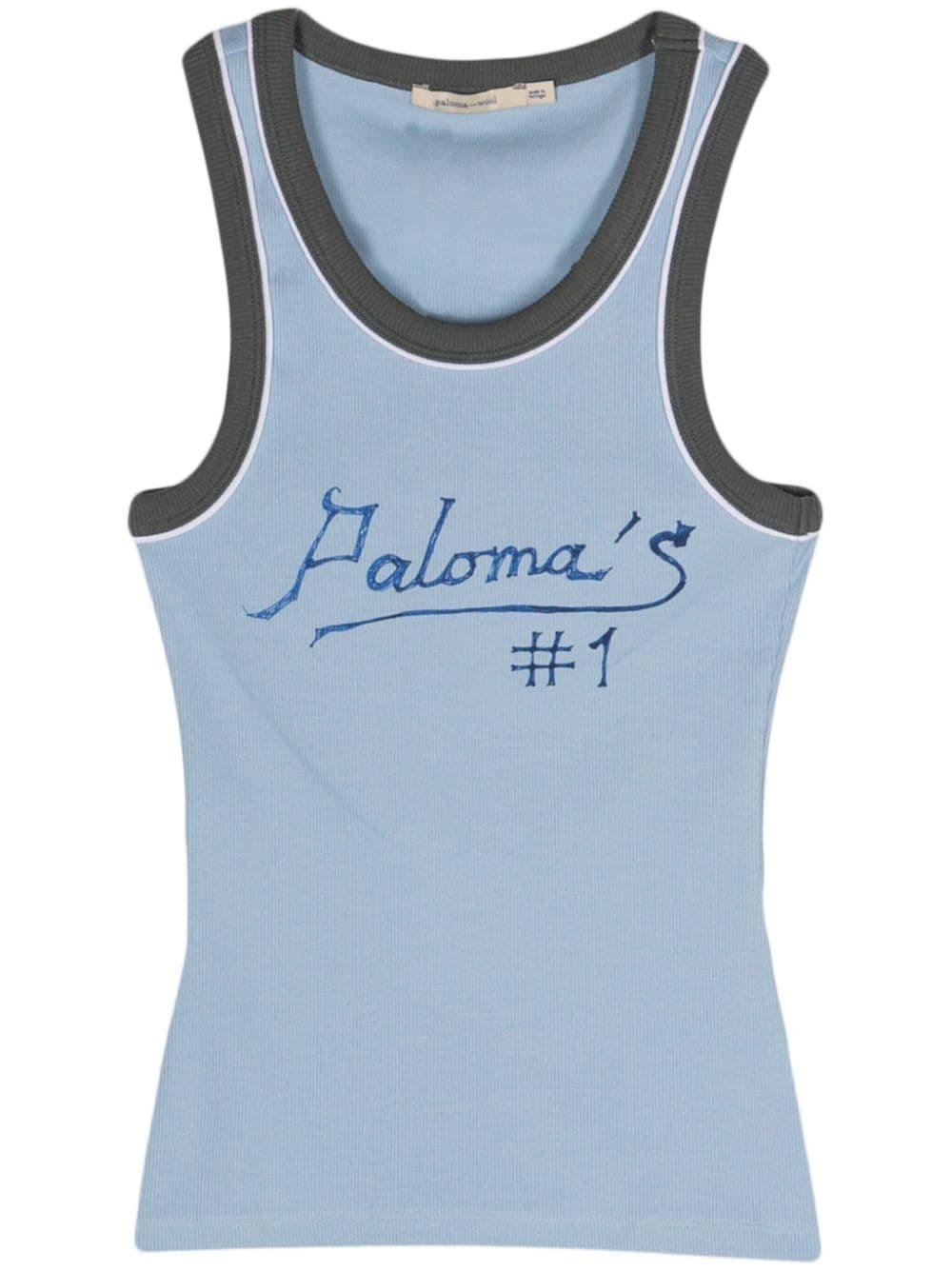 Paloma Wool Logo-print Ribbed Tank Top in Blue | Lyst