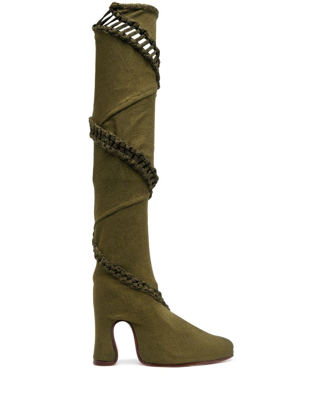 Isa Boulder 150mm Knitted Kneehigh Boots in Green Lyst
