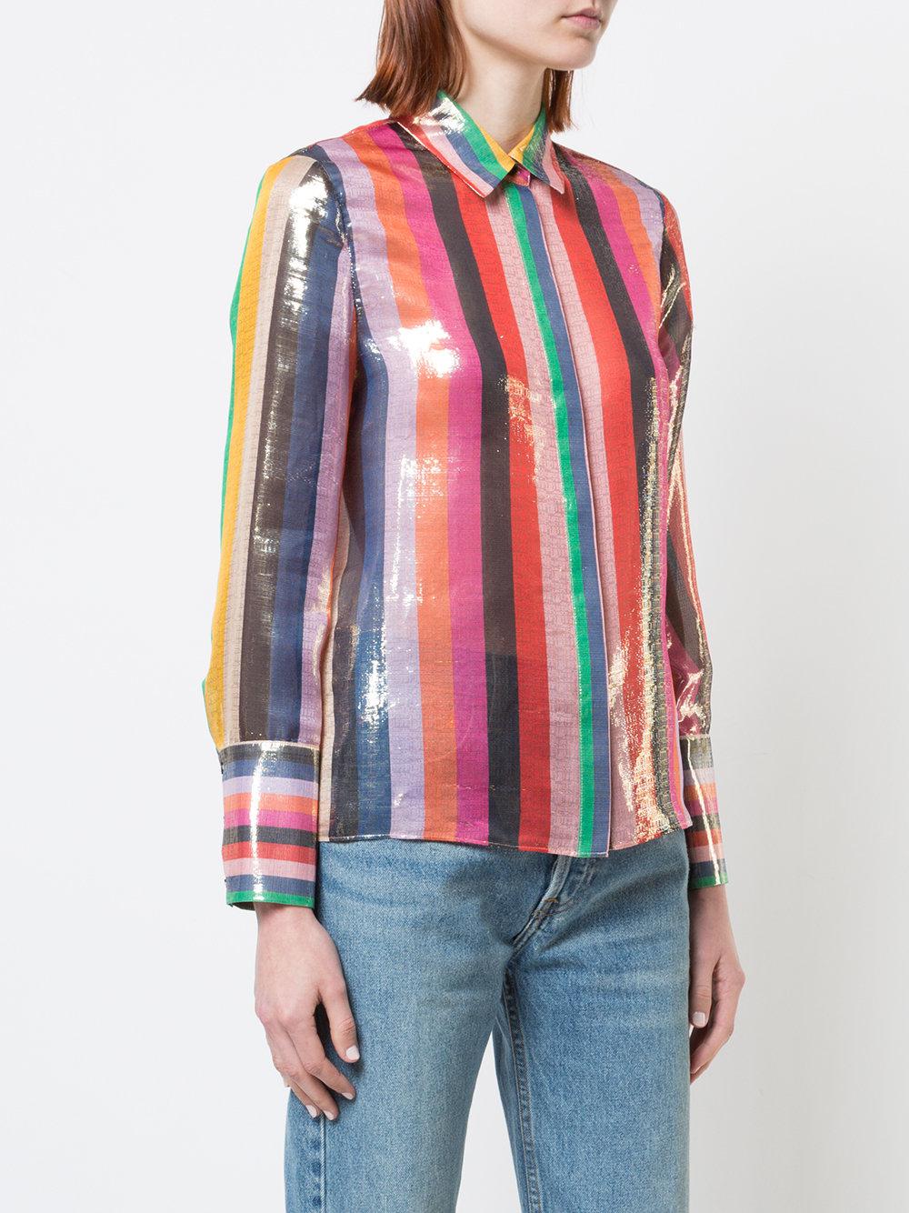 Alice + Olivia Silk Rainbow Striped 