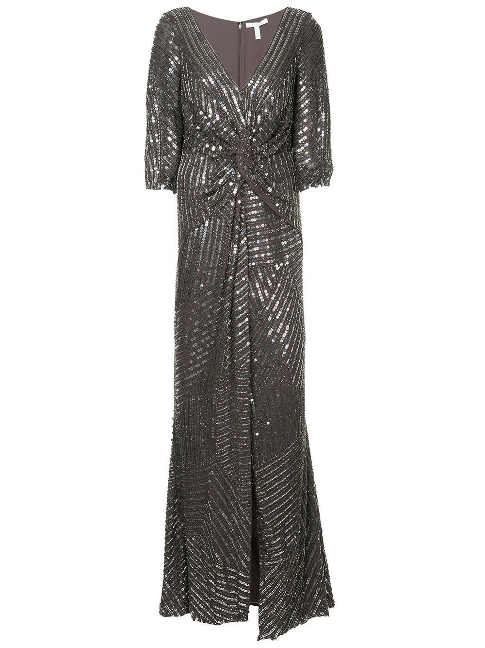 Rachel Gilbert Lovelle Beaded Wrap Gown in Metallic | Lyst Canada