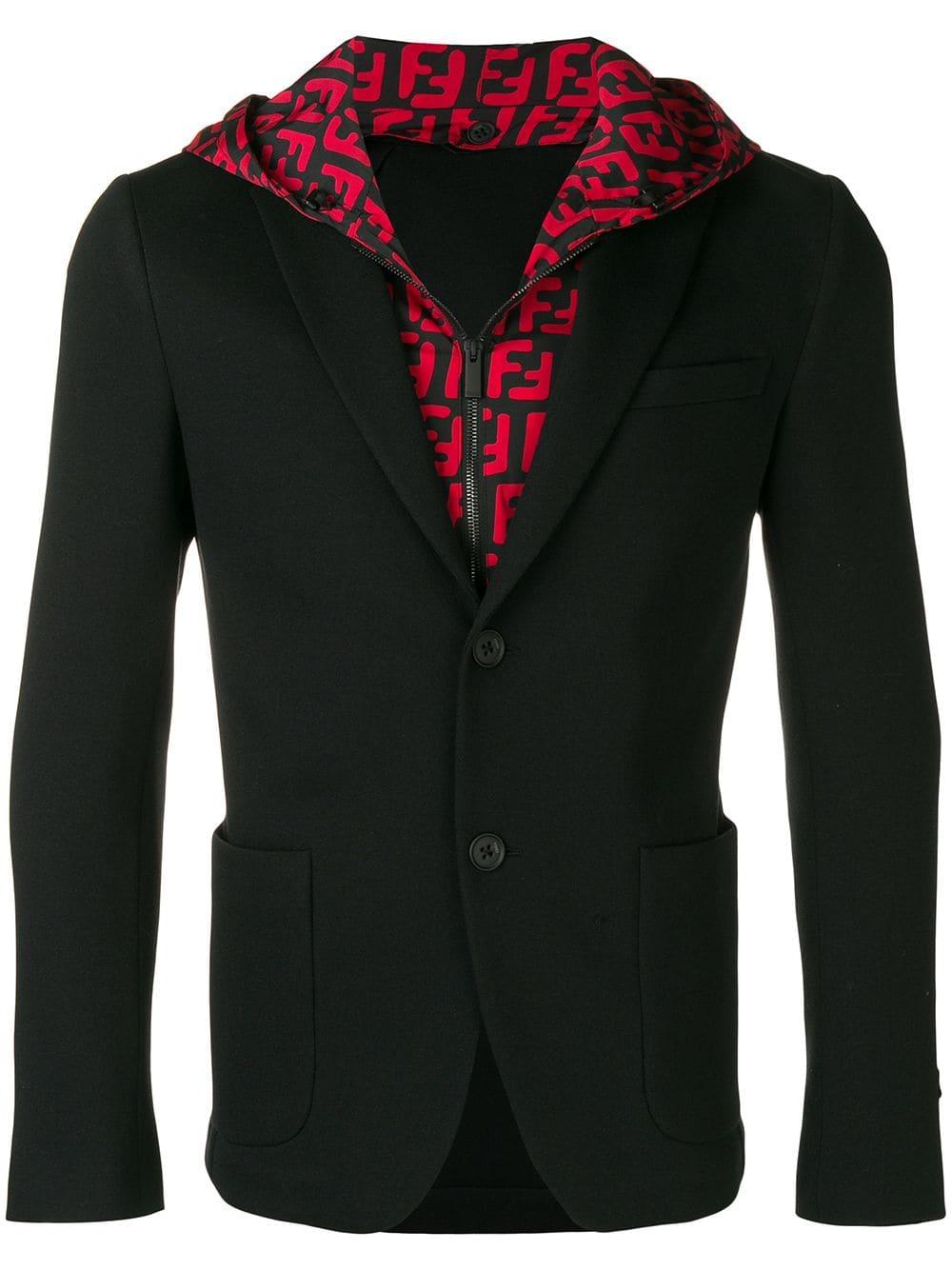 Fendi Synthetic Ff Hooded Blazer in Black for Men Lyst