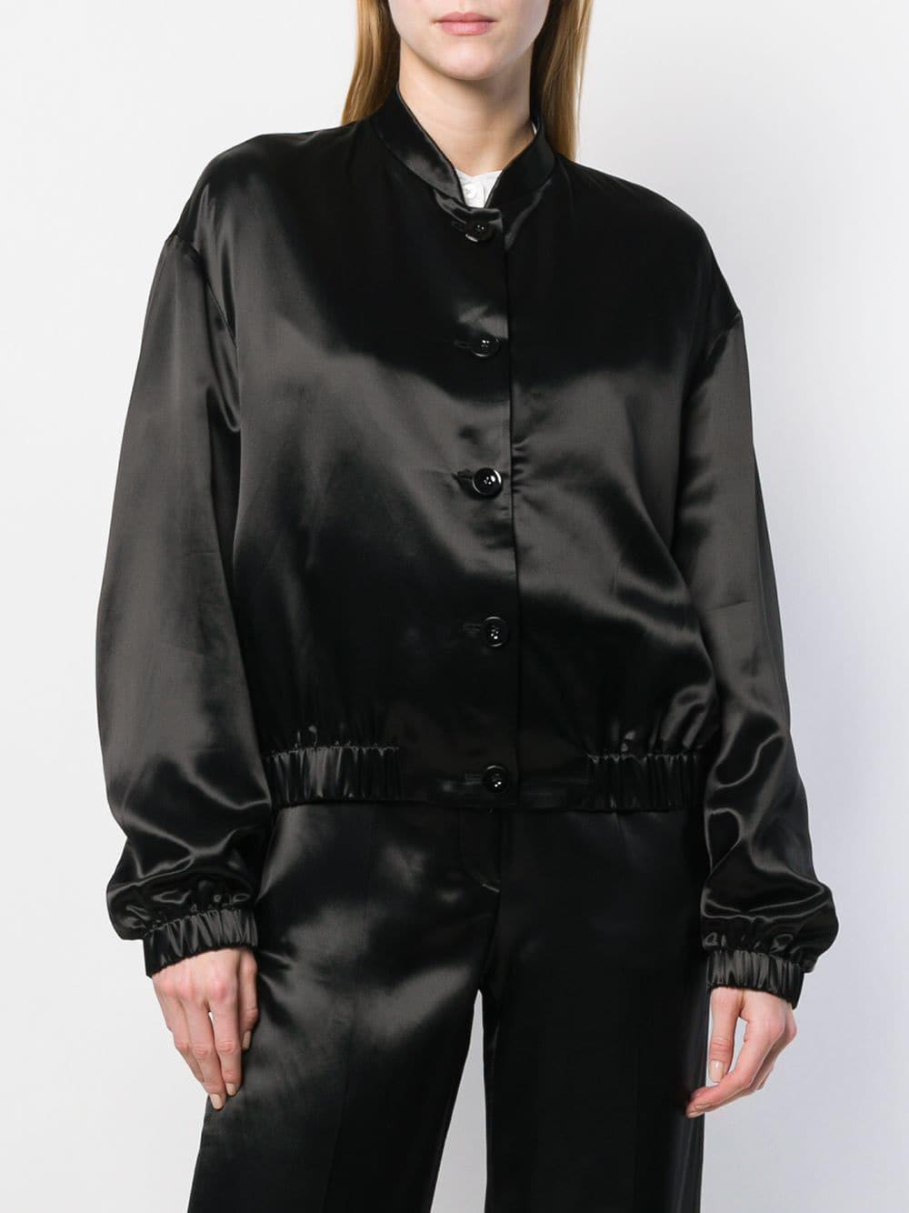 Jil Sander Silk Genus Bomber Jacket in Black | Lyst