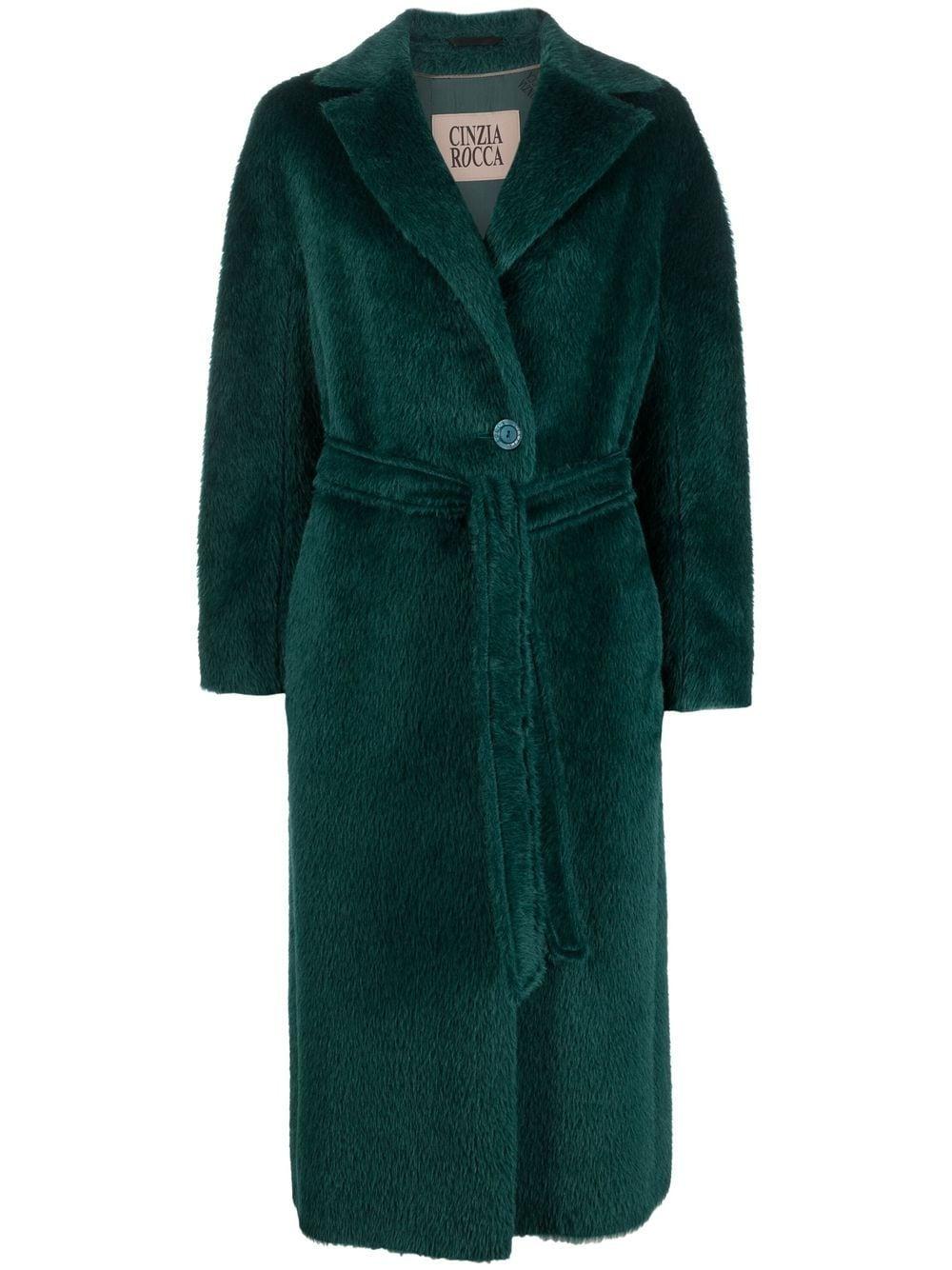 Cinzia Rocca Belted Alpaca-wool Coat in Green | Lyst Canada
