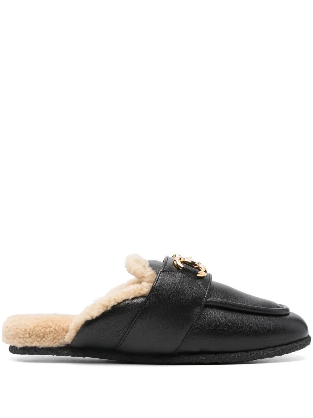 With Fur Gucci Leather Fur Slippers Gucci GG Princetown Lamb Fur