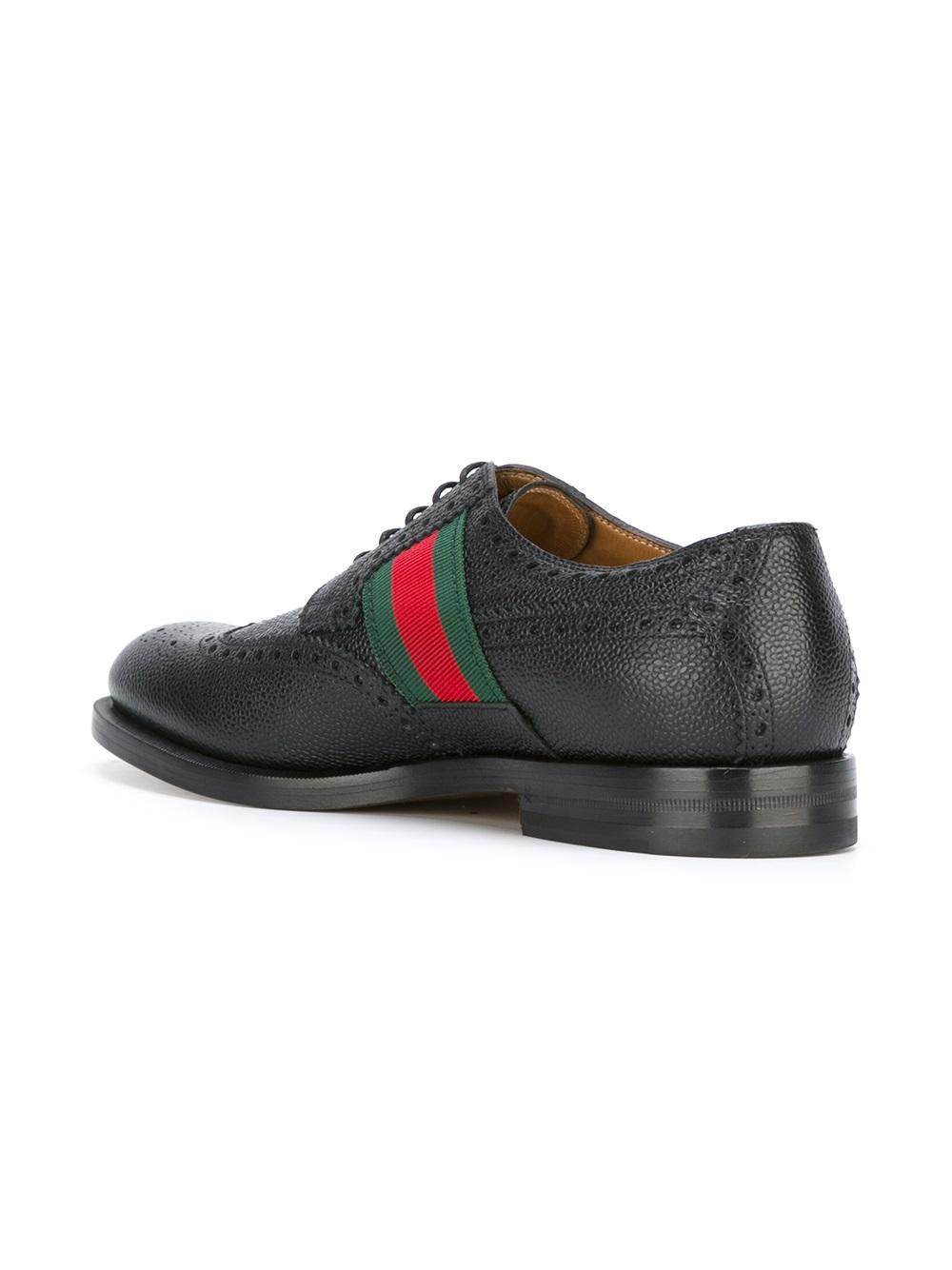 Gucci Leather Strand Wingtip Oxford Shoes in Black for Men | Lyst