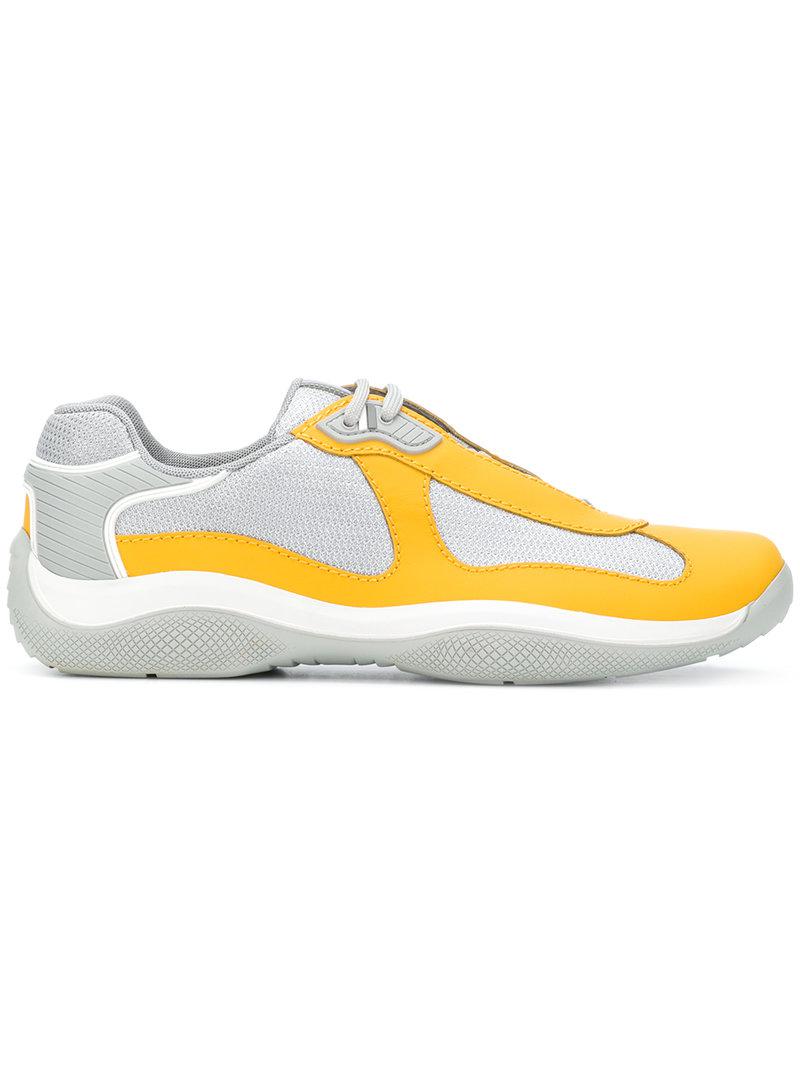 Prada New Americans Cup Sneakers in Yellow for Men | Lyst