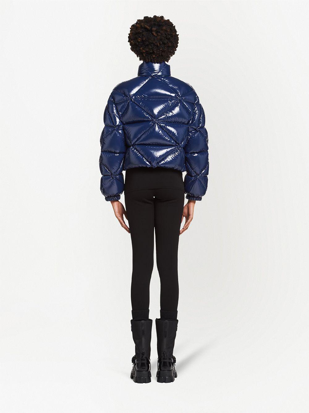 blue high shine puffer jacket