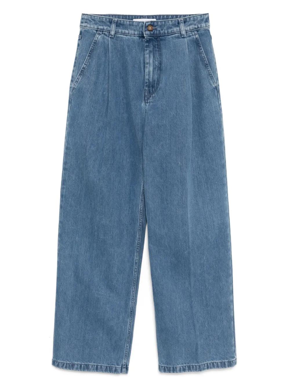 デニム・ジーパン Maison Kitsune Wide Pleated Blue Jeans Maison Kitsuné Jeans for Women | Online Sale up to 75% off