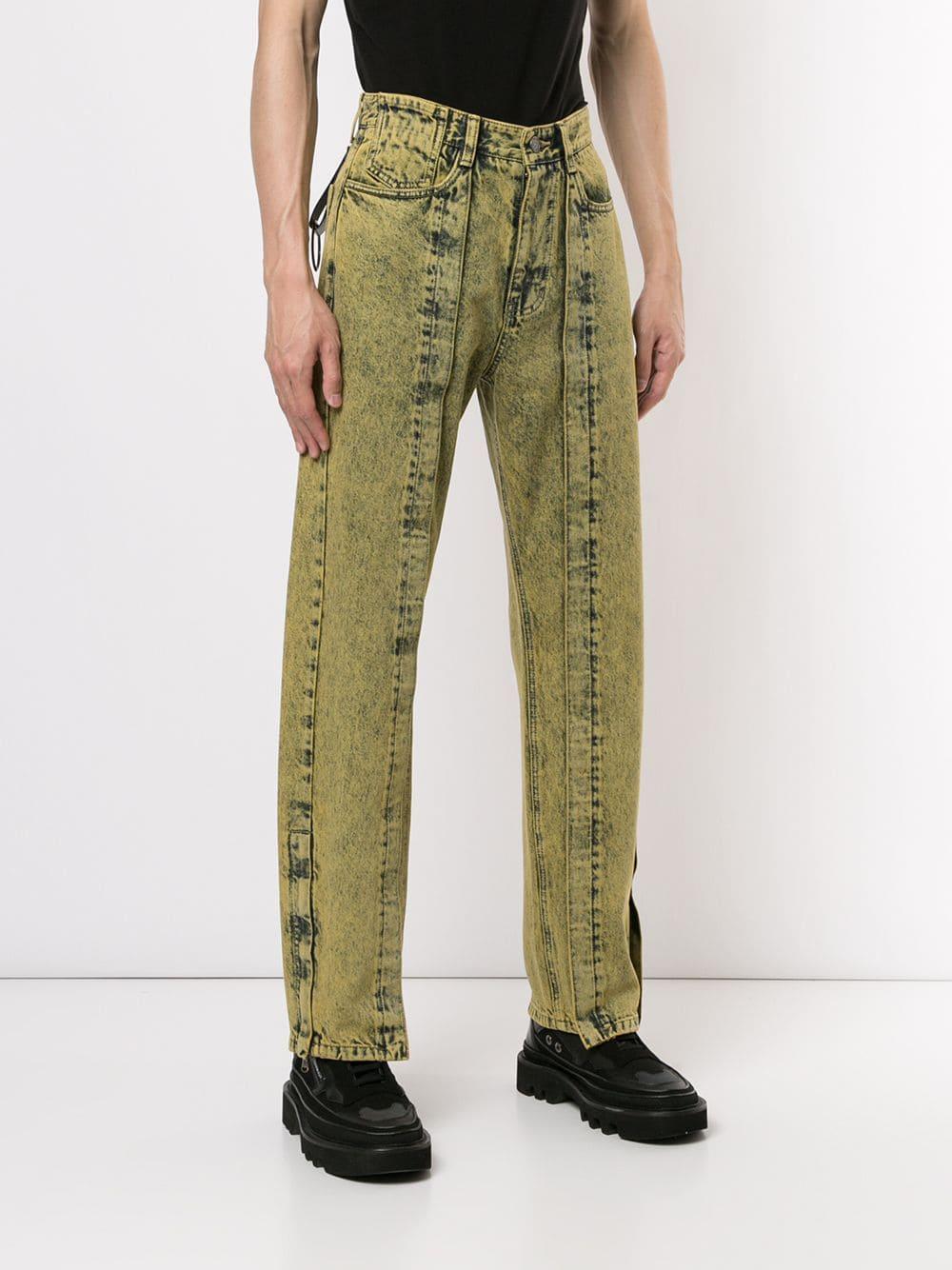 Wooyoungmi Denim Faded Wash Jeans in Yellow for Men - Lyst