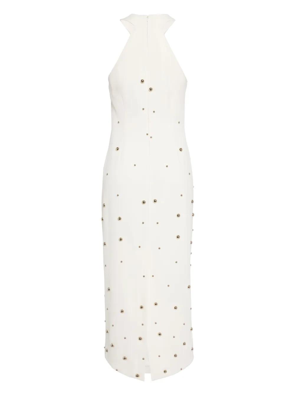 slim fit dress slacks White Maxi Dress with Gold Glitter