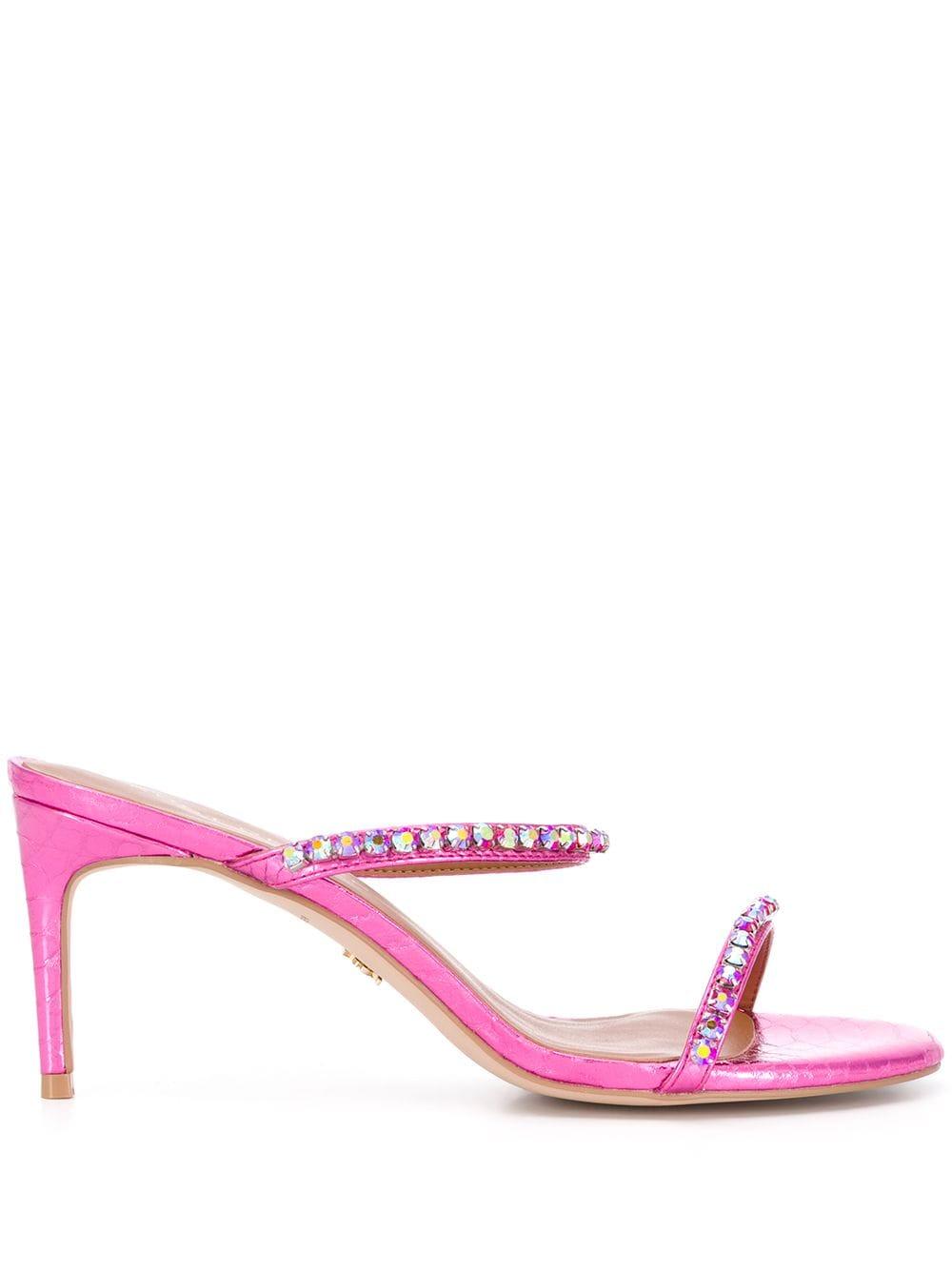 Kurt Geiger Leather 85mm Crystal-embellished Sandals in Pink - Lyst