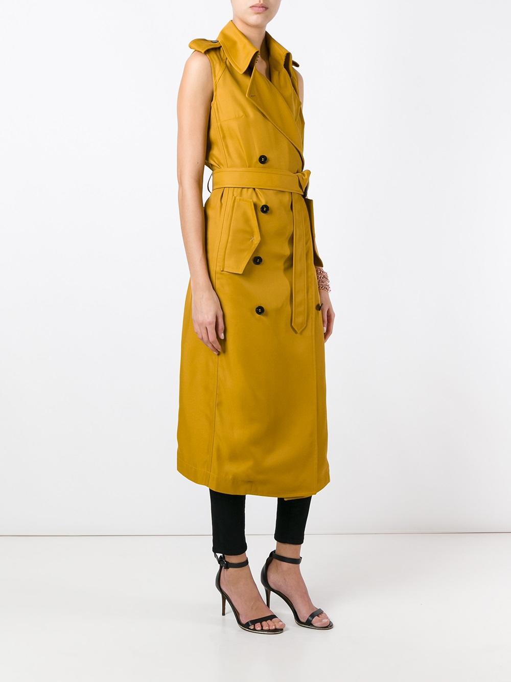 Victoria Beckham Sleeveless Trench Coat in Yellow | Lyst