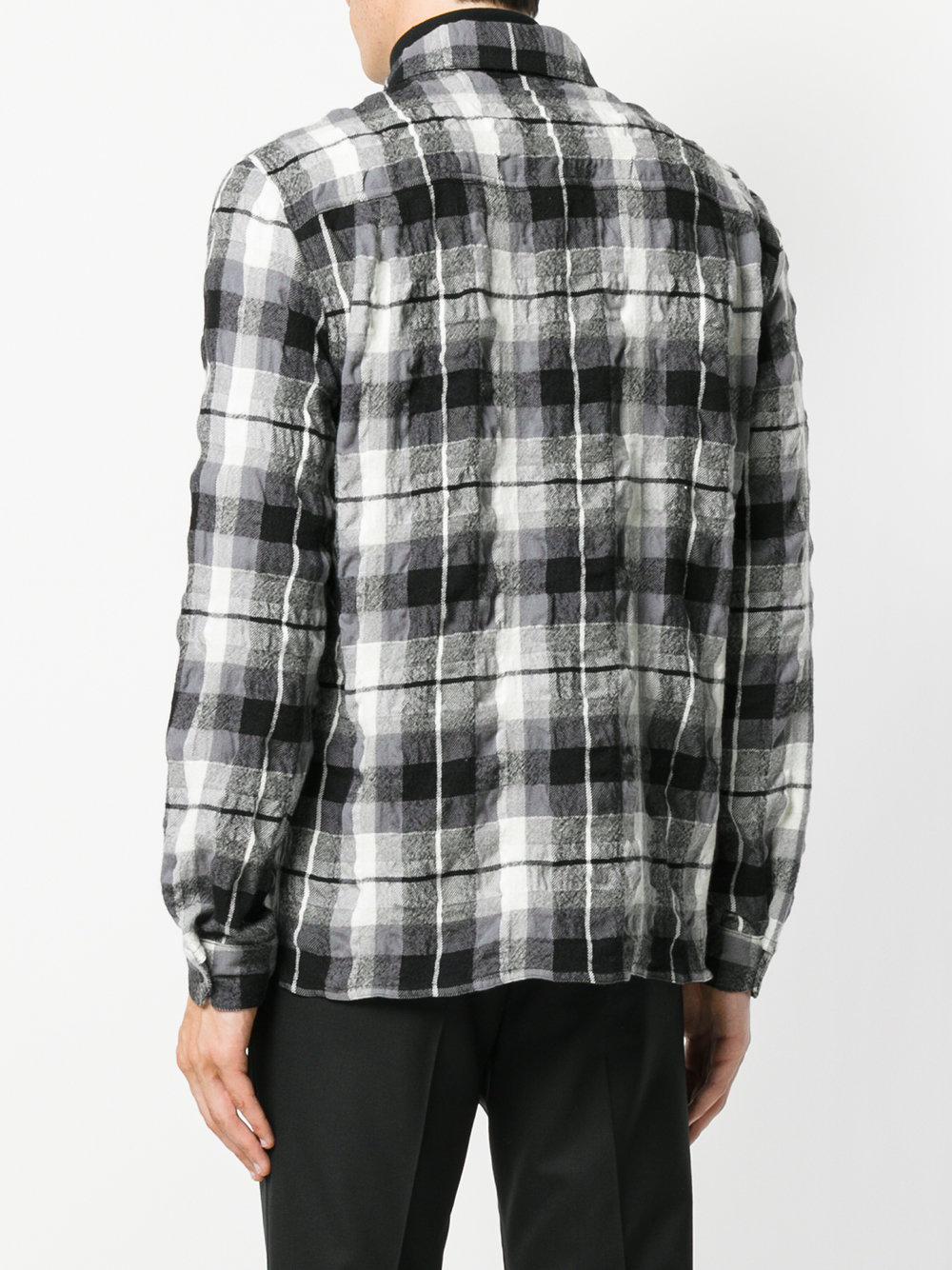 Haider Ackermann Wool Creased Effect Plaid Shirt in Black for Men - Lyst