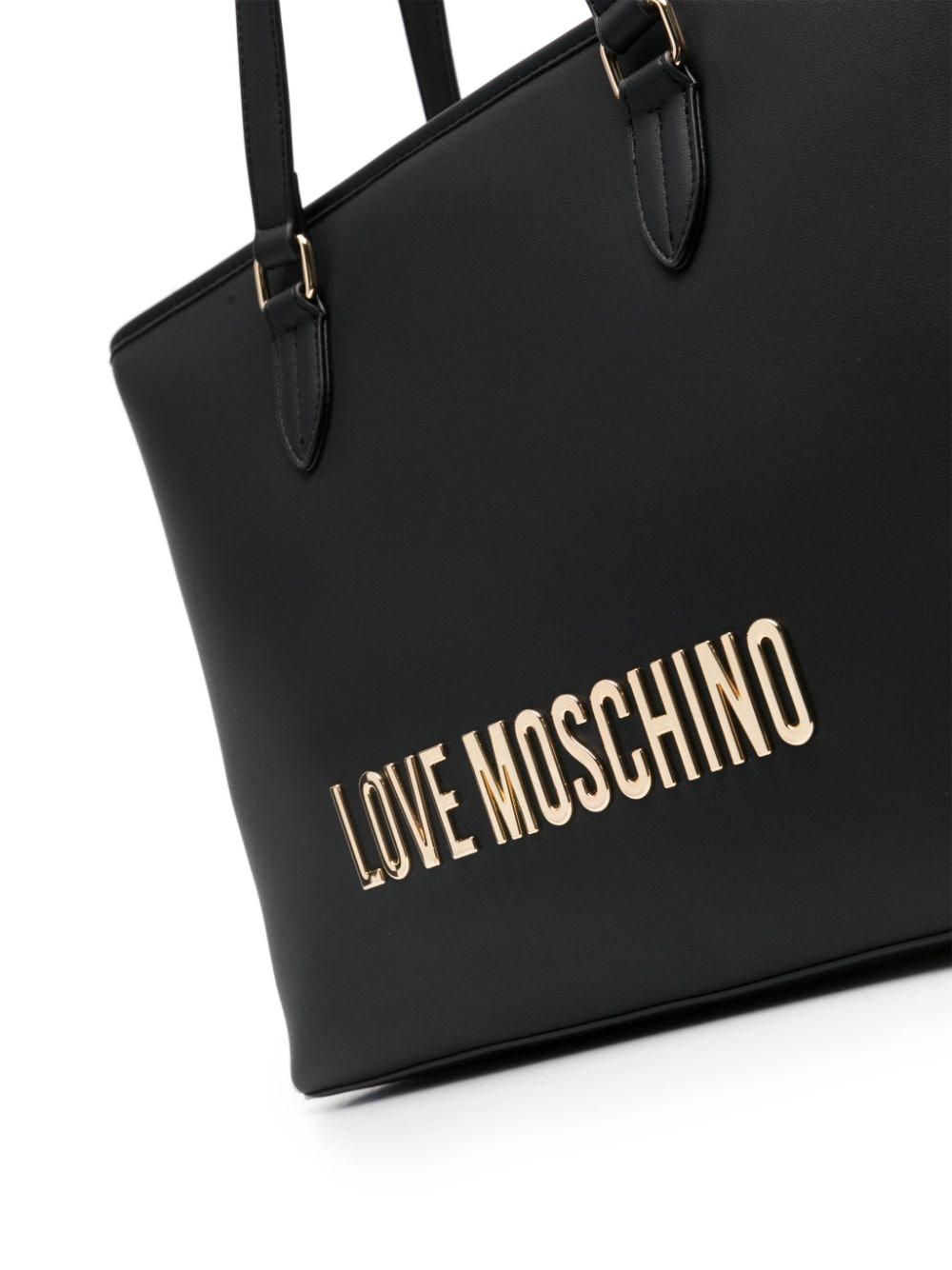 Love Moschino Logo-plaque Chain-link Tote Bag in Black