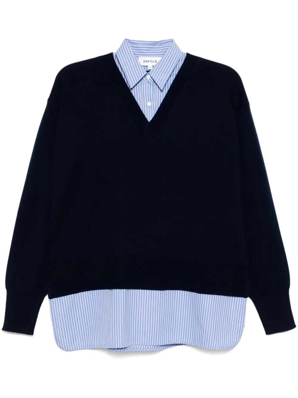 ENFOLD V-NECK COLOR-BLOCK PULLOVER ネイビー ENFOLD V-NECK COLOR-BLOCK PULLOVER ネイビー