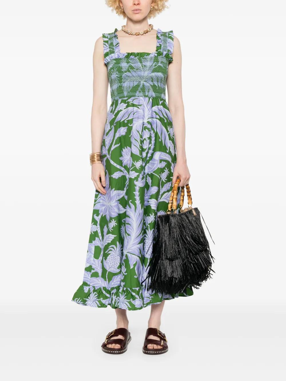 green emerald velvet dress Green Bright Yard Maxi Dress – FARM Rio main image 1