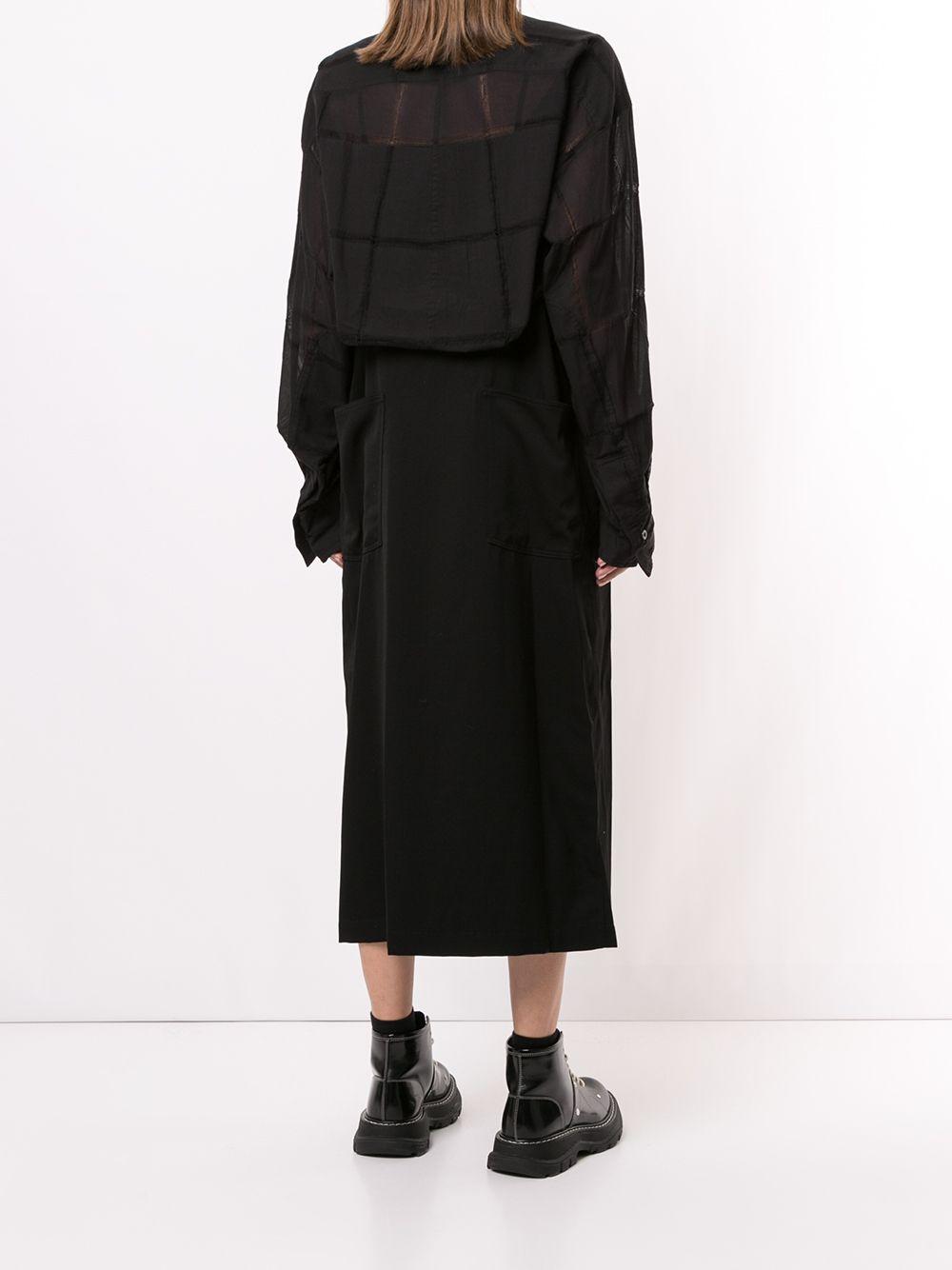 Y's Yohji Yamamoto Cotton Layered Shirt Dress in Black - Lyst