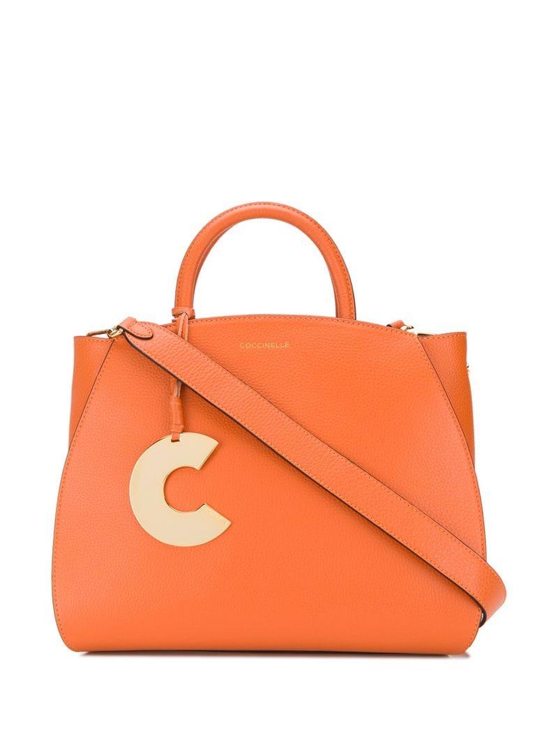 Coccinelle Leather Concrete Tote Bag in Orange | Lyst UK