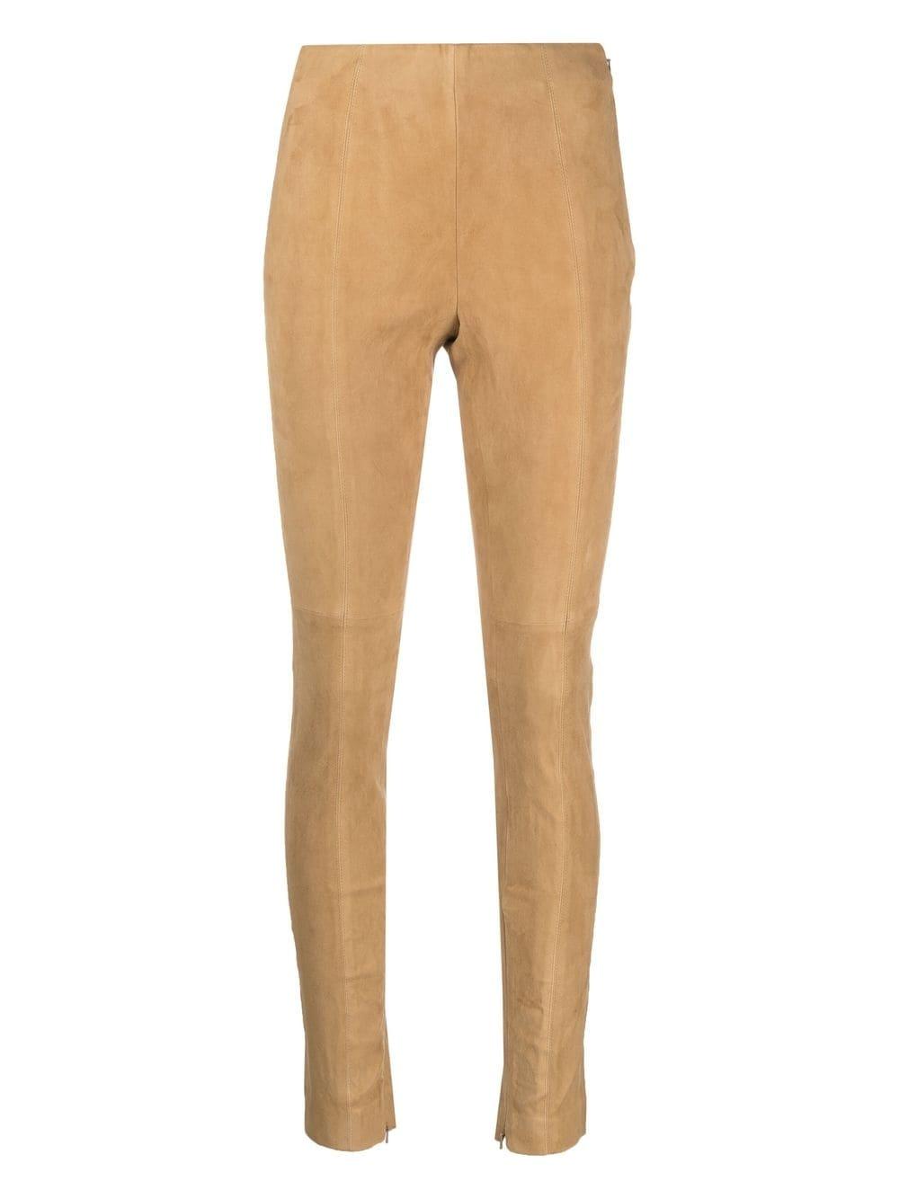 Polo Ralph Lauren Tonal Stitching Leather leggings in Natural | Lyst