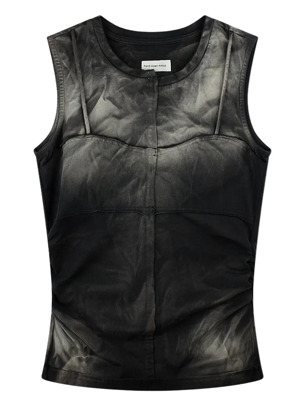 FenG Chen WANG STRIPED VEST ベスト 黒 S 911bc55e69374dcbb8754651efb17e