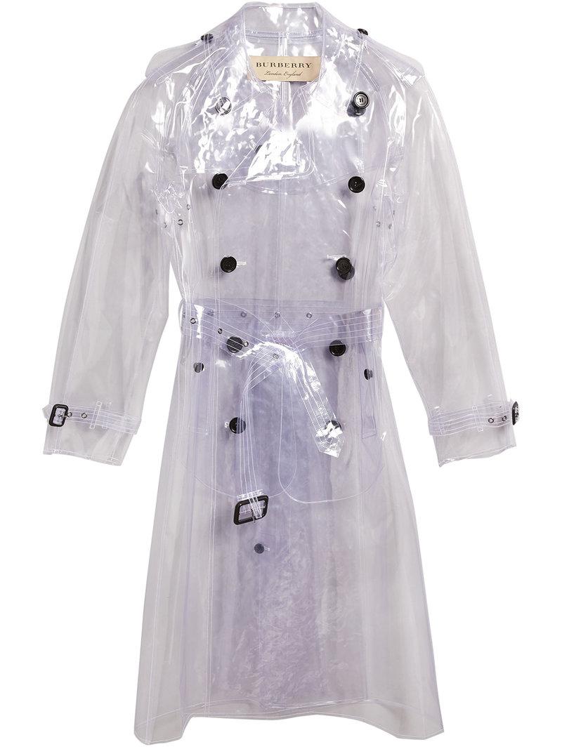 Burberry Leather Transparent Trench Coat in Metallic | Lyst