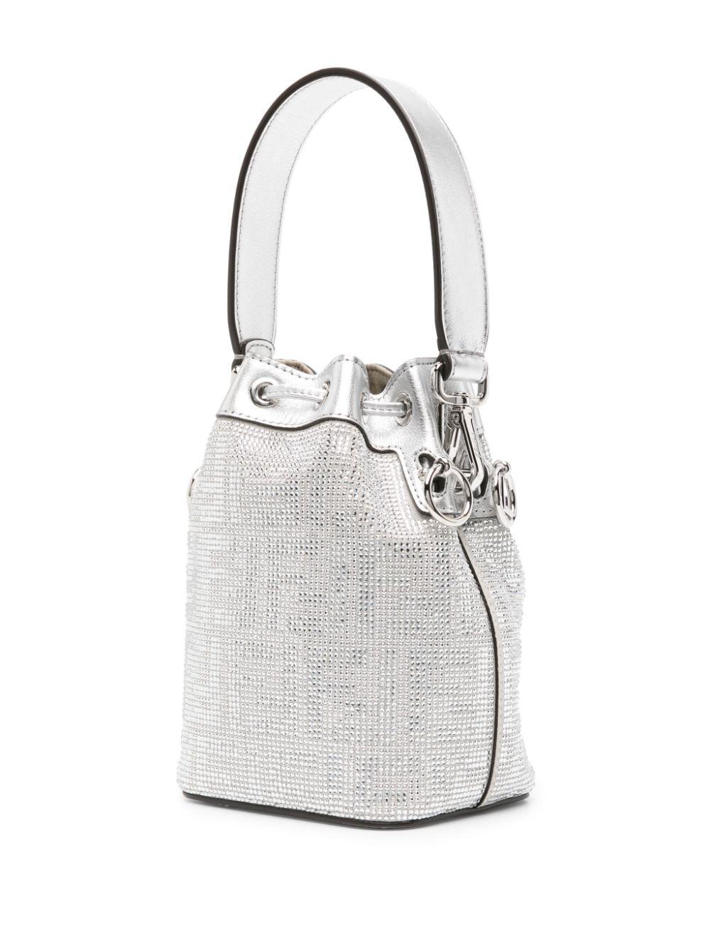 Fendi Mini Mon Tresor Crystal Bucket Bag in White | Lyst