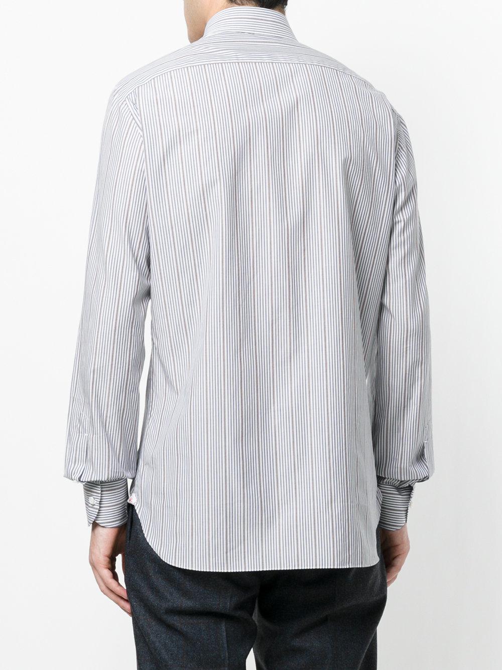 Lyst - Isaia Pinstripe Shirt in Blue for Men