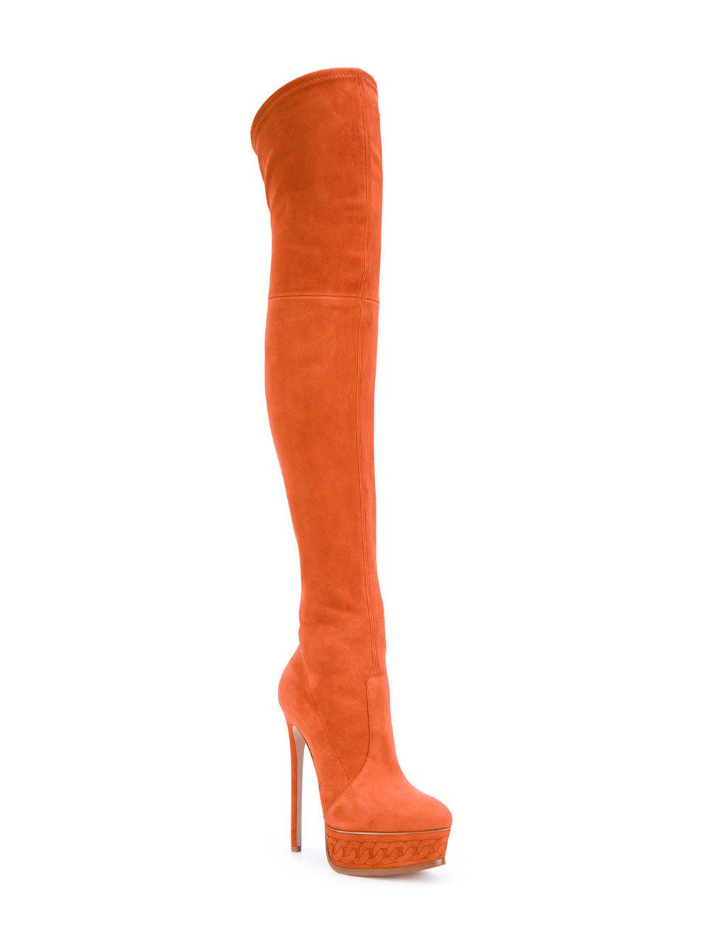 orange platform boots