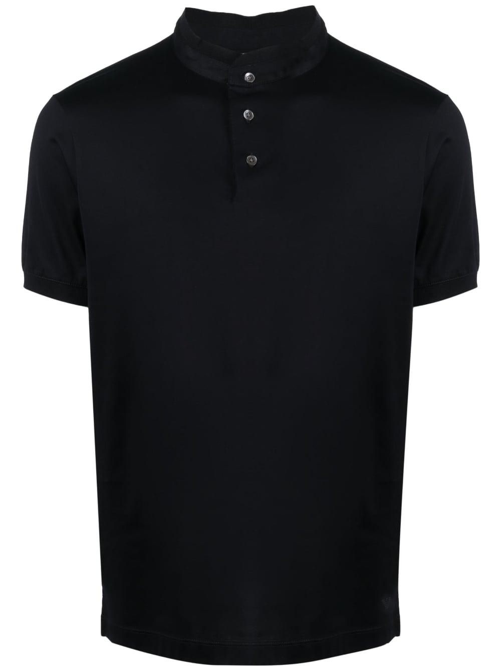 chinese collar polo black
