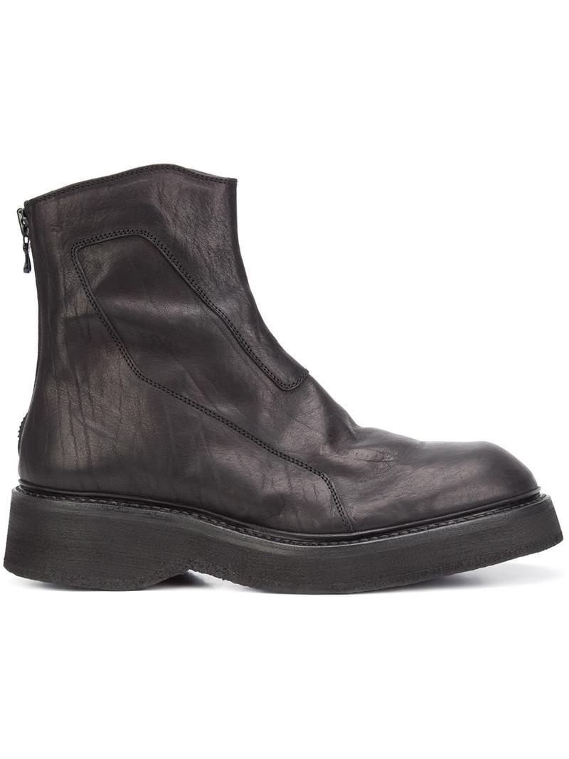 Julius Leather Back Zip Ankle Boots in Black for Men - Lyst