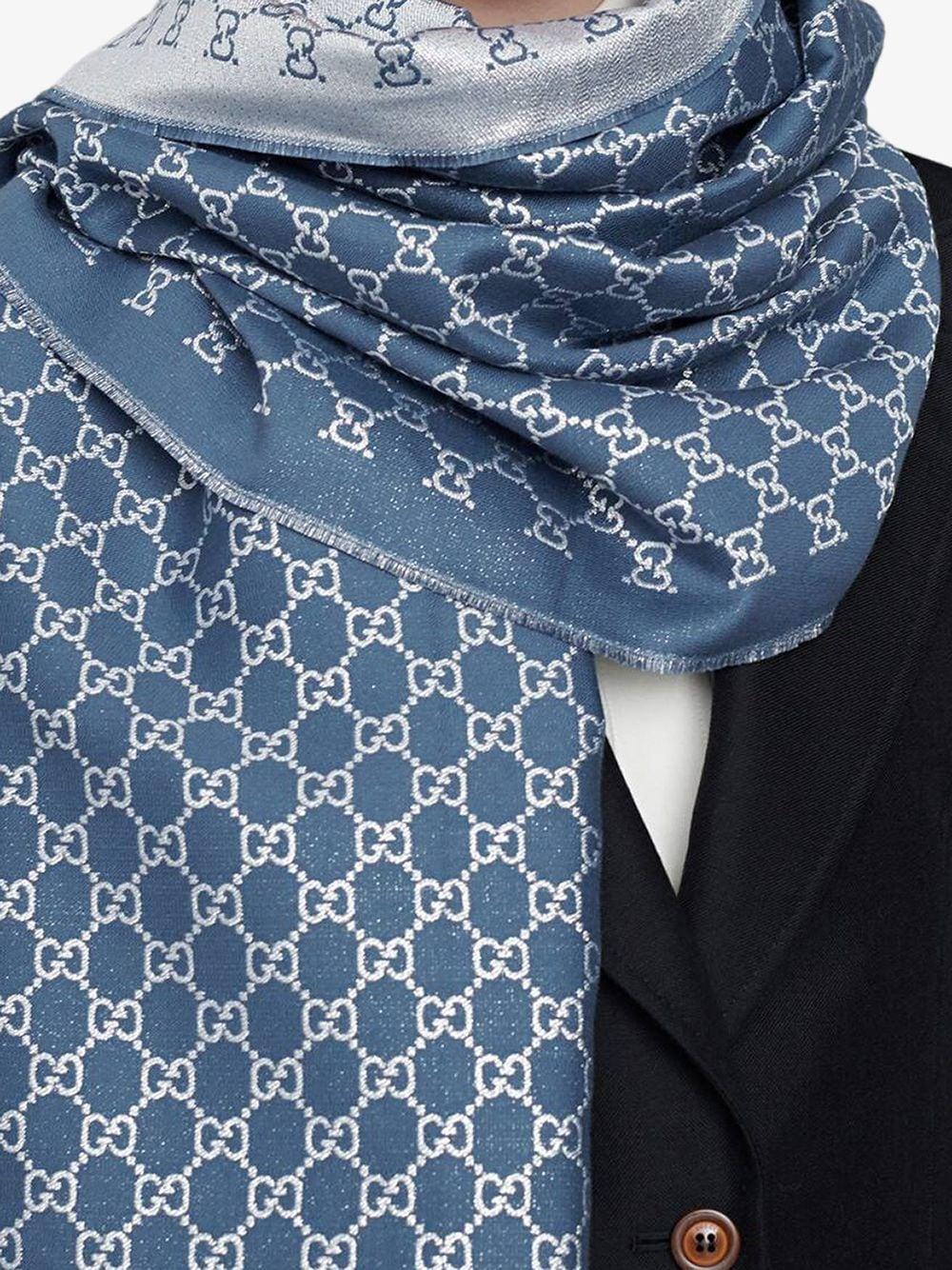 Gucci GG Lamé Jacquard Stole in Blue | Lyst