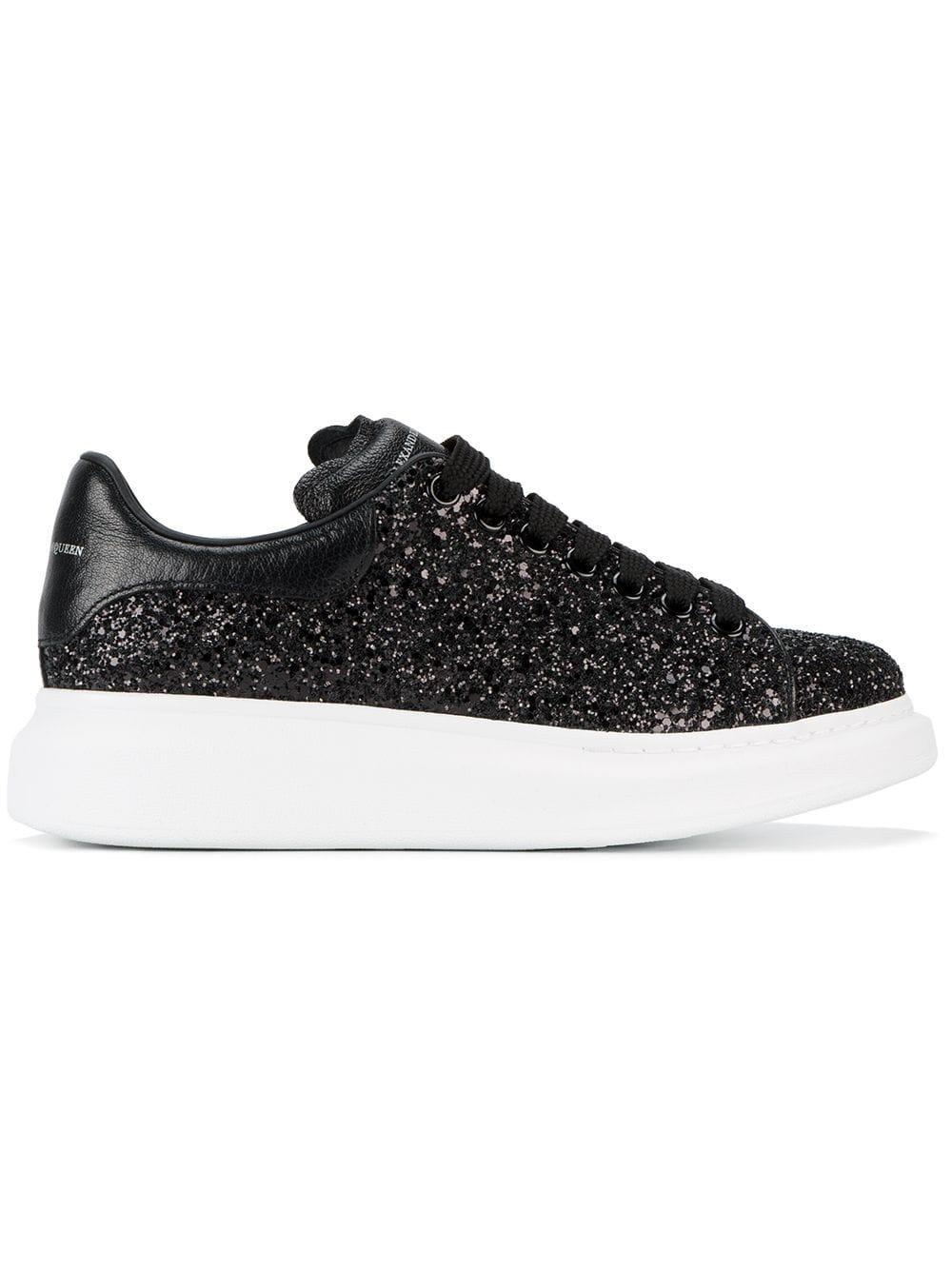 black glitter platform sneakers