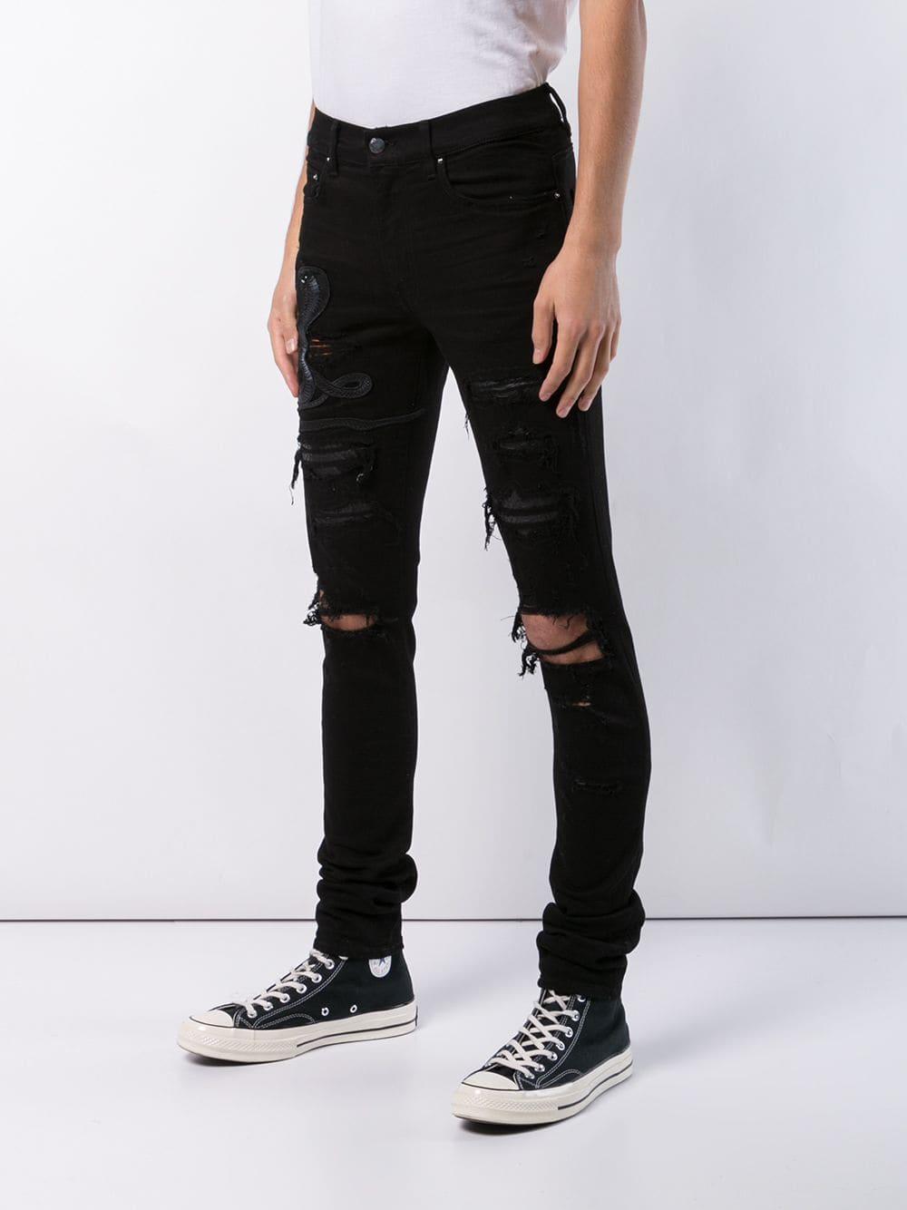 Amiri Denim Art Snake Patch Jeans in Black for Men - Lyst